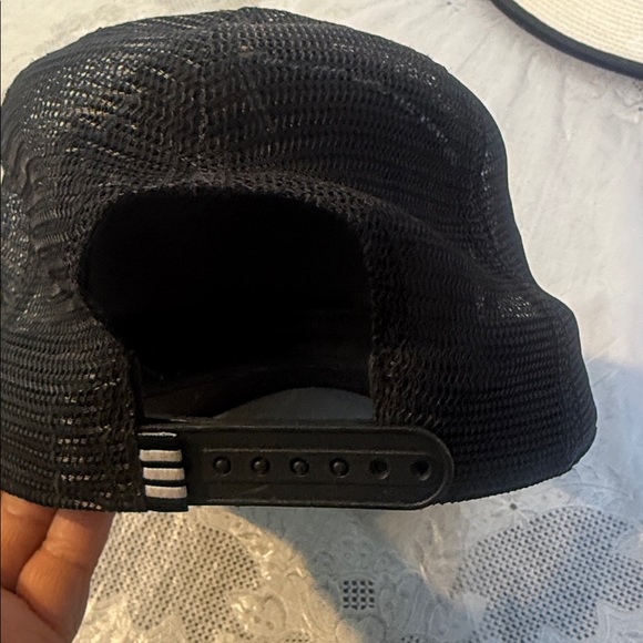 adidas Black Trucker Hat with White Trefoil Patch - Picture 2 of 4